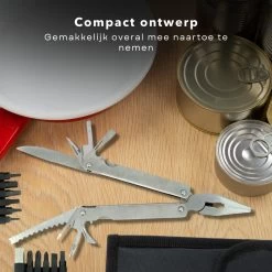 Cheqo® Multitool 25-in-1 Plein Air Toolkit - Couteau De Poche, Tournevis, Pinces, Décapsuleur, Embouts - Acier Inoxydable - 16 Cm - Avec Sac De Rangement -Magasin D'Équipement De Plein Air 1200x1200 1127