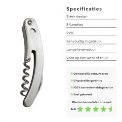 Cheqo® Couteau De Serveur 3 En 1 - Acier Inoxydable - Couteau - Tire-Bouchon - Décapsuleur - Couteau De Poche - 17 Cm - Titre Par Défaut -Magasin D'Équipement De Plein Air 1200x1200 1138