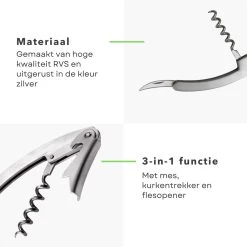 Cheqo® Couteau De Serveur 3 En 1 - Acier Inoxydable - Couteau - Tire-Bouchon - Décapsuleur - Couteau De Poche - 17 Cm - Titre Par Défaut -Magasin D'Équipement De Plein Air 1200x1200 1142