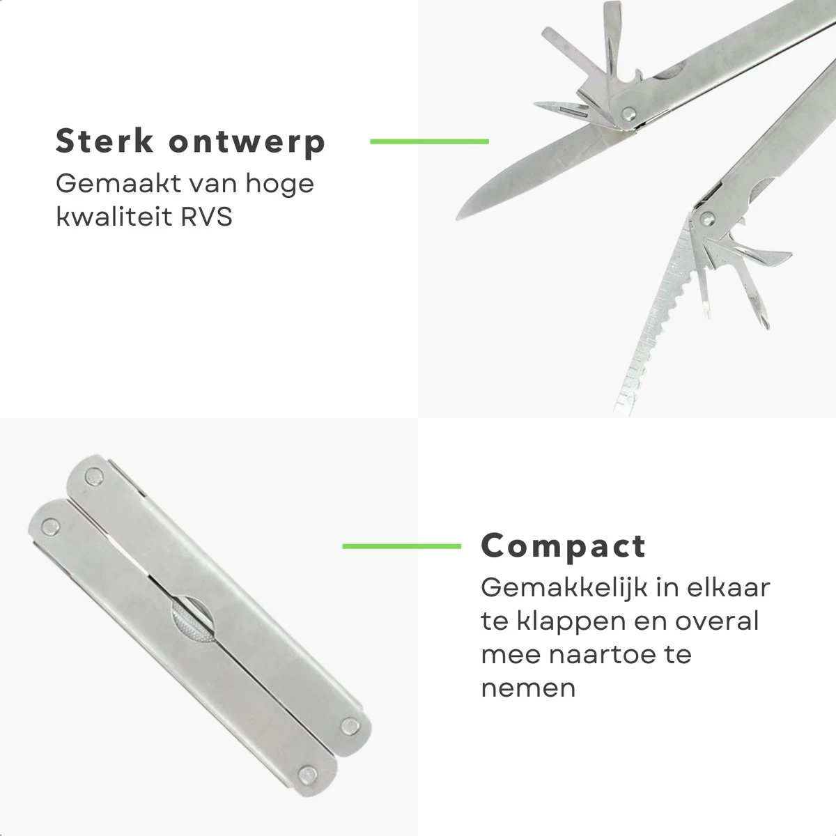 Cheqo® 15-in-1 Plein Air Toolkit - Multitool - Couteau De Poche, Tournevis, Pinces, Décapsuleur - Acier Inoxydable - Avec Sac De Rangement 4 Cheqo® 15-in-1 Plein Air Toolkit - Multitool - Couteau De Poche, Tournevis, Pinces, Décapsuleur - Acier Inoxydable - Avec Sac De Rangement – Image 2