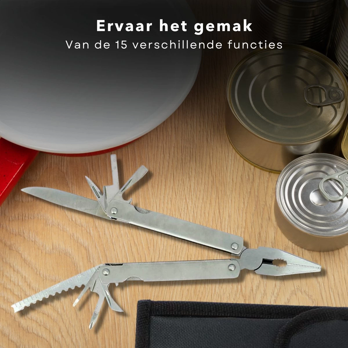 Cheqo® 15-in-1 Plein Air Toolkit - Multitool - Couteau De Poche, Tournevis, Pinces, Décapsuleur - Acier Inoxydable - Avec Sac De Rangement 7 Cheqo® 15-in-1 Plein Air Toolkit - Multitool - Couteau De Poche, Tournevis, Pinces, Décapsuleur - Acier Inoxydable - Avec Sac De Rangement – Image 5