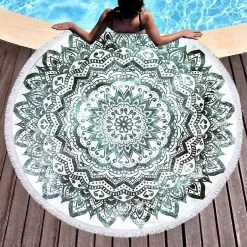 Mandala Green - Couverture De Pique-nique - Serviette De Plage - Serviette De Bain - Serviette - Tapis Rond -Magasin D'Équipement De Plein Air 1200x1200 1301