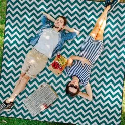Relaxdays Couverture De Pique-nique Zigzag - 200 X 200 Cm - Couverture D'extérieur - Avec Poignée - Vert/blanc -Magasin D'Équipement De Plein Air 1200x1200 1327