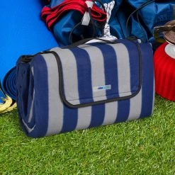 Relaxdays Couverture De Pique-nique Rayé Bleu-gris - 200x200 Cm - Couverture Polaire - Serviette De Plage Xxl -Magasin D'Équipement De Plein Air 1200x1200 1330