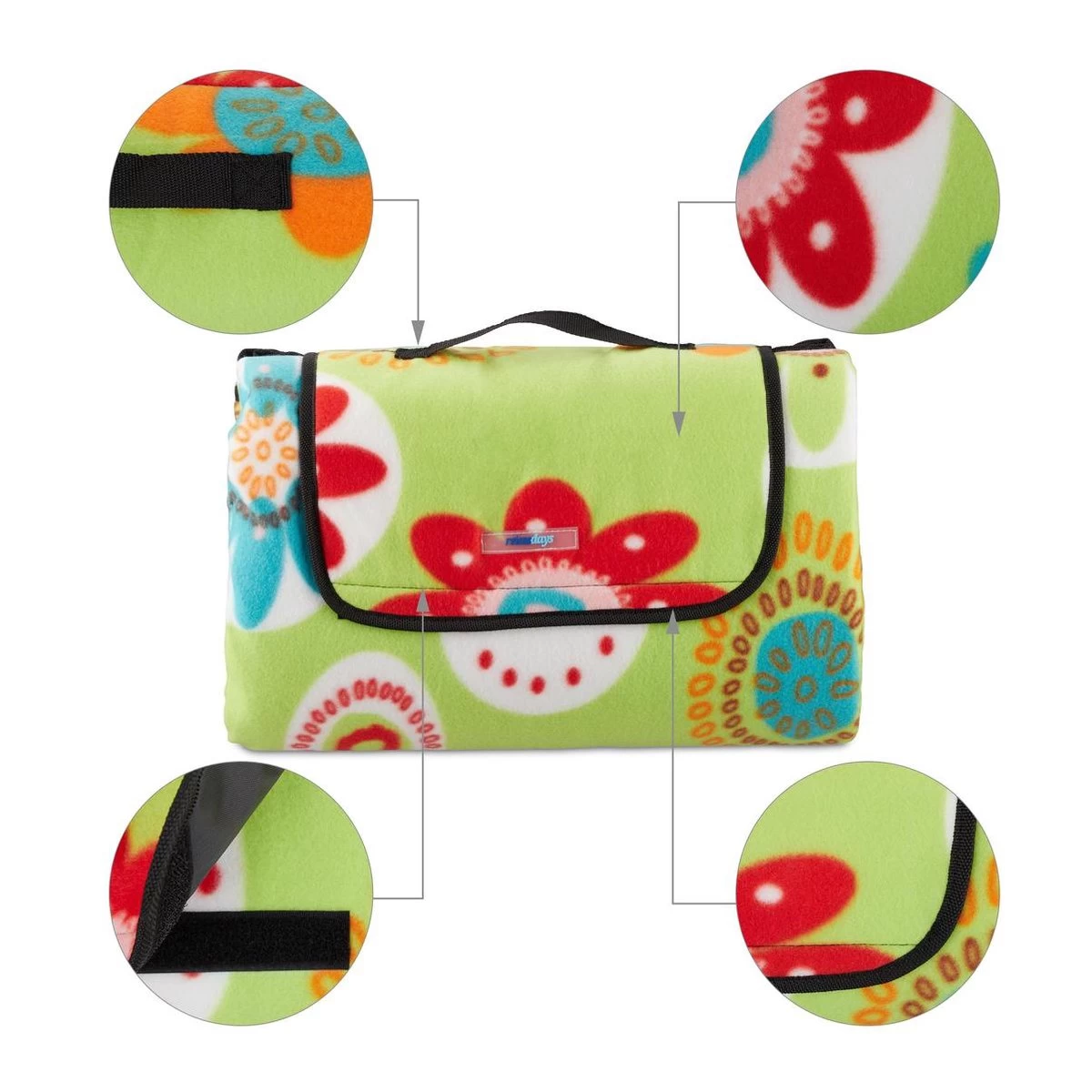 Couverture De Pique-nique Relaxdays - Déperlante - XXL - Tapis D'extérieur - Tapis De Plage - Fleurs 10 Couverture De Pique-nique Relaxdays - Déperlante - XXL - Tapis D'extérieur - Tapis De Plage - Fleurs – Image 8