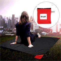 Couverture De Pique-nique Pliable IBright - Serviette De Plage - 150x180cm - Rouge / Zwart - Imperméable - Y Compris 4x Clou De Sol Intégré -Magasin D'Équipement De Plein Air 1200x1200 1457