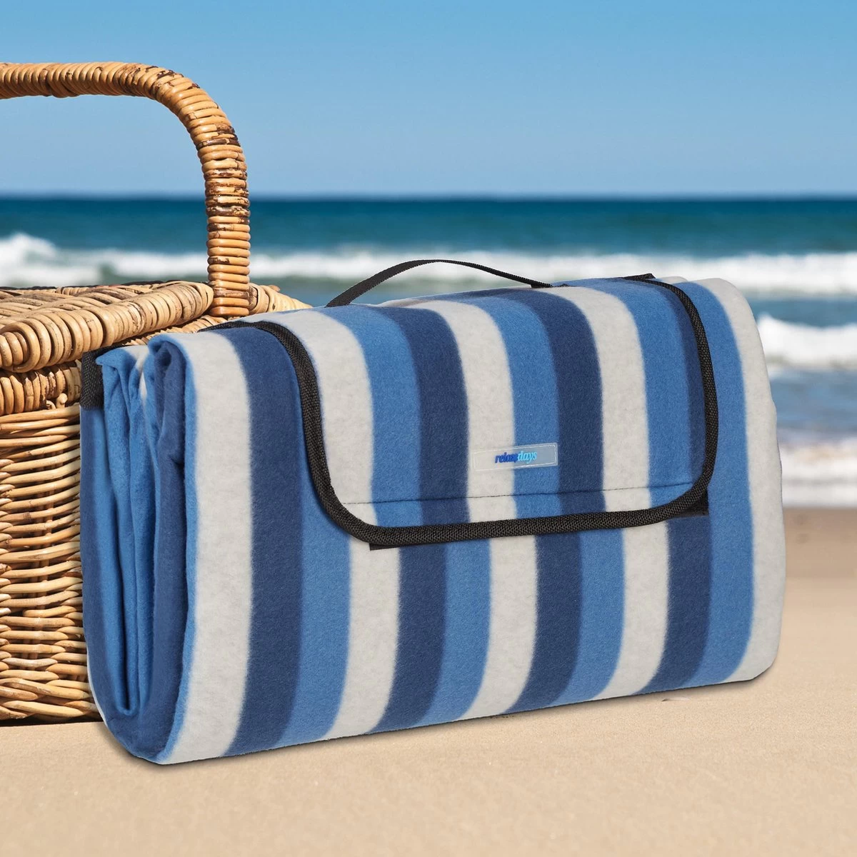 Relaxdays Couverture De Pique-nique Bleu-blanc - Rayé - Couverture De Pique-nique - Couverture De Festival - Isolé 10 Relaxdays Couverture De Pique-nique Bleu-blanc - Rayé - Couverture De Pique-nique - Couverture De Festival - Isolé – Image 8