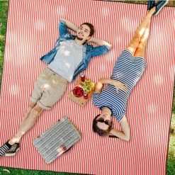 Relaxdays Couverture De Pique-nique - Rayé Rouge-blanc - 200x200 Cm - Couverture Polaire - Couverture De Camping Xxl -Magasin D'Équipement De Plein Air 1200x1200 1534