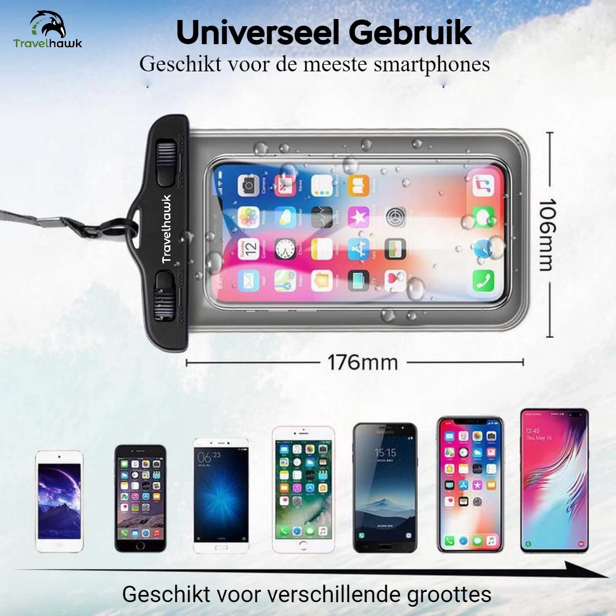 Travelhawk Étuis étanches Pour Housses De Téléphone - Set De 2 Pièces Drybag - Étui Pour Téléphone Sous-marin - Pochette étanche Pour Téléphone - Convient à Tous Les Smartphones - Également Pour Passeport Et Cartes De Débit - Zwart 9 Travelhawk Étuis étanches Pour Housses De Téléphone - Set De 2 Pièces Drybag - Étui Pour Téléphone Sous-marin - Pochette étanche Pour Téléphone - Convient à Tous Les Smartphones - Également Pour Passeport Et Cartes De Débit - Zwart – Image 7