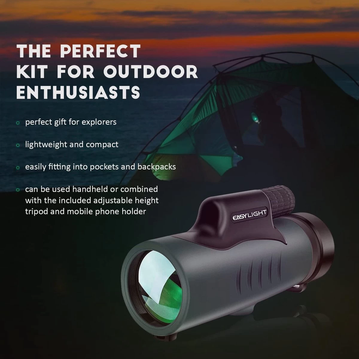 Télescope Monoculaire Pour Téléphone Portable 12x50 - Prisme En Toit BAK4 - Lens Entièrement Multicouche - Télescope Monoculaire Pour L'observation Des Oiseaux Jumelles Monoculaires étanches IPX8 9 Télescope Monoculaire Pour Téléphone Portable 12x50 - Prisme En Toit BAK4 - Lens Entièrement Multicouche - Télescope Monoculaire Pour L'observation Des Oiseaux Jumelles Monoculaires étanches IPX8 – Image 7