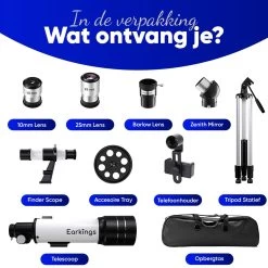 Earkings Télescope Stargazer 70/400 Mm Pour Enfants, Débutants Et Avancés – Comprend Un Trépied, Un Sac De Rangement, Deux Objectifs 25 Mm Et 10 Mm Et Un Objectif Barlow, Un Support De Téléphone Pour Photos – Grossissement F/5,7 -Magasin D'Équipement De Plein Air 1200x1200 256