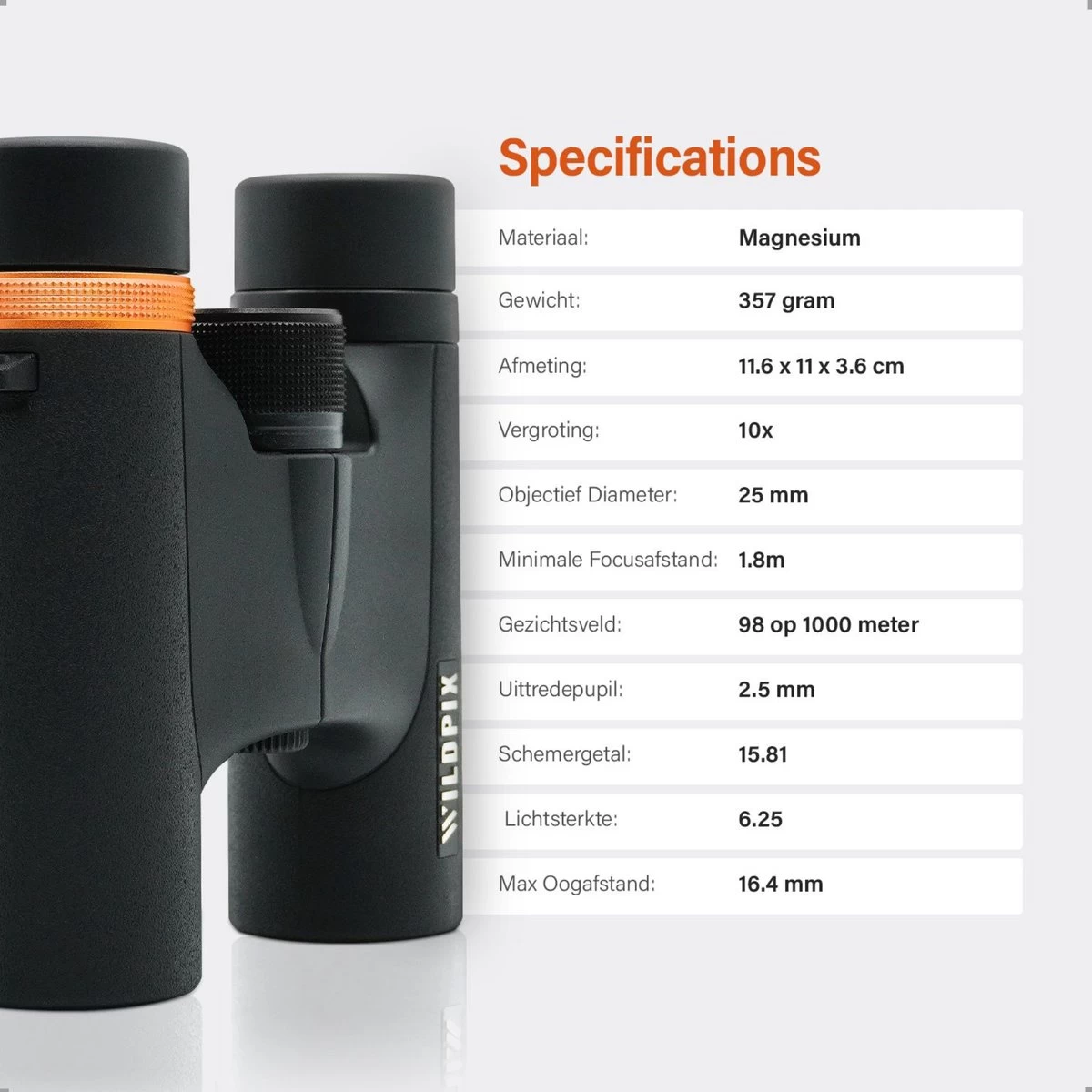 Série Wildpix HD étanche Et Remplie De Gaz - Jumelles En Magnésium 10X25 Pour Adultes - BAK4 Avec Revêtement FMC Et Phase Et Verre ED - Pour L'observation Des Oiseaux, La Faune Et Plein Air 6 Série Wildpix HD étanche Et Remplie De Gaz - Jumelles En Magnésium 10X25 Pour Adultes - BAK4 Avec Revêtement FMC Et Phase Et Verre ED - Pour L'observation Des Oiseaux, La Faune Et Plein Air – Image 4