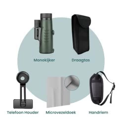Monoculaire Professionnel Vert 12x50 - Jumelles Monoculaires - Jumelles Pour Oiseaux - Longue-vue - Support De Téléphone - Étui De Rangement - Dragonne - Compact & Léger -Magasin D'Équipement De Plein Air 1200x1200 330