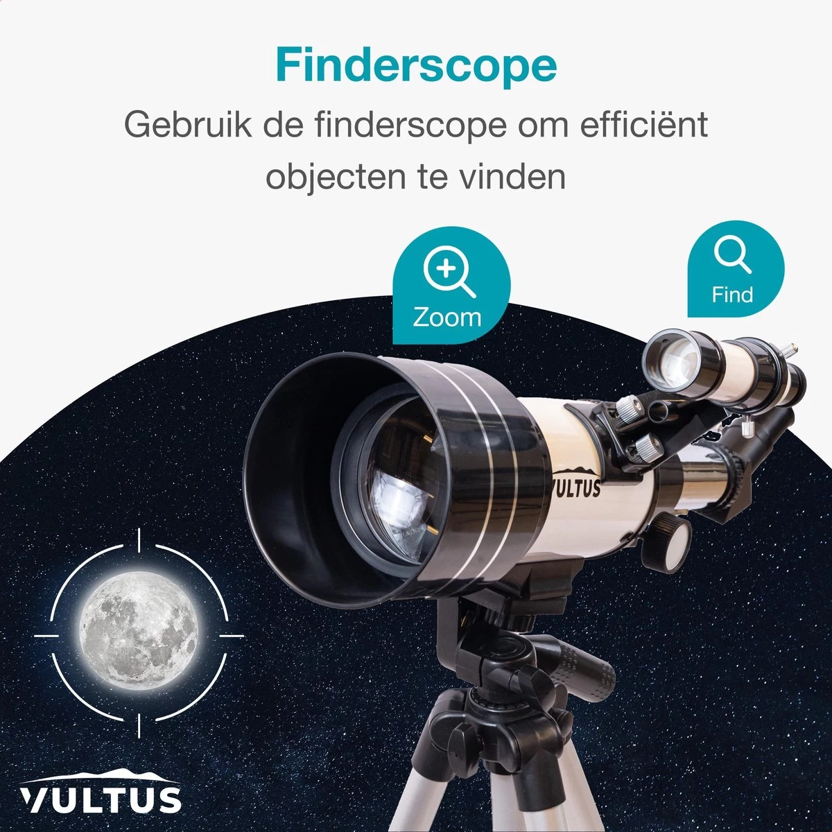 Télescope Vultus - Grossissement 150x - Stargazer Pour Enfants/ Débutants Et Adultes - Comprend Trépied Et Sac De Transport - Vultus 30070 - Wit 8 Télescope Vultus - Grossissement 150x - Stargazer Pour Enfants/ Débutants Et Adultes - Comprend Trépied Et Sac De Transport - Vultus 30070 - Wit – Image 6