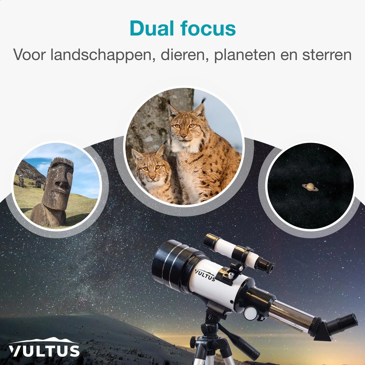 Télescope Vultus - Grossissement 150x - Stargazer Pour Enfants/ Débutants Et Adultes - Comprend Trépied Et Sac De Transport - Vultus 30070 - Wit 9 Télescope Vultus - Grossissement 150x - Stargazer Pour Enfants/ Débutants Et Adultes - Comprend Trépied Et Sac De Transport - Vultus 30070 - Wit – Image 7