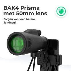 Jumelles Monoculaires Avec Trépied Jusqu'à 12x Zoom - Télescope Monoculaire Bird Viewer Avec Dragonne Et Prisma BAK4 - Longue-vue - 12x55 - Incl. Support De Téléphone -Magasin D'Équipement De Plein Air 1200x1200 511