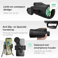 Jumelles Monoculaires Avec Trépied Jusqu'à 12x Zoom - Télescope Monoculaire Bird Viewer Avec Dragonne Et Prisma BAK4 - Longue-vue - 12x55 - Incl. Support De Téléphone -Magasin D'Équipement De Plein Air 1200x1200 512