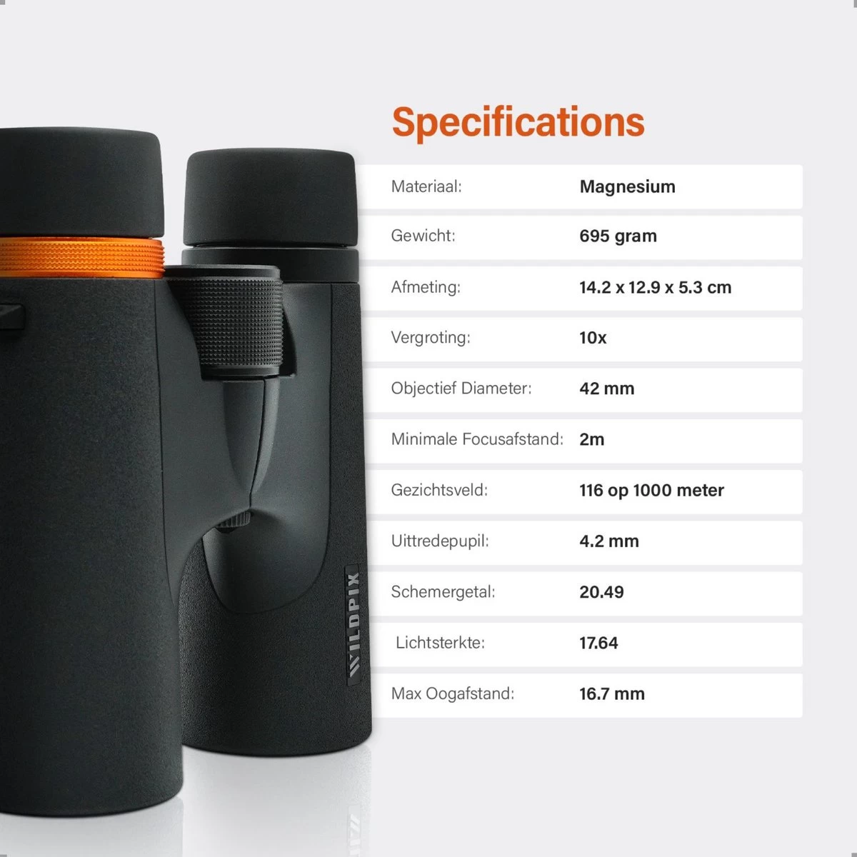 Série Wildpix HD étanche Et Remplie De Gaz - Jumelles En Magnésium 10X42 Pour Adultes - BAK4 Avec Revêtement FMC Et Phase Et Verre ED - Pour L'observation Des Oiseaux, La Faune Et Plein Air 7 Série Wildpix HD étanche Et Remplie De Gaz - Jumelles En Magnésium 10X42 Pour Adultes - BAK4 Avec Revêtement FMC Et Phase Et Verre ED - Pour L'observation Des Oiseaux, La Faune Et Plein Air – Image 5