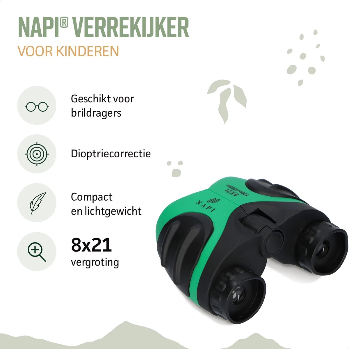 Jumelles Pour Les Enfants - Oiseaux Jumelles Regarder - Jumelles Kinder - Rick - Vert - 8x21 - Haute Qualité - Accessoires - Jumelles Comprend - Loupe 4 Jumelles Pour Les Enfants - Oiseaux Jumelles Regarder - Jumelles Kinder - Rick - Vert - 8x21 - Haute Qualité - Accessoires - Jumelles Comprend - Loupe – Image 2