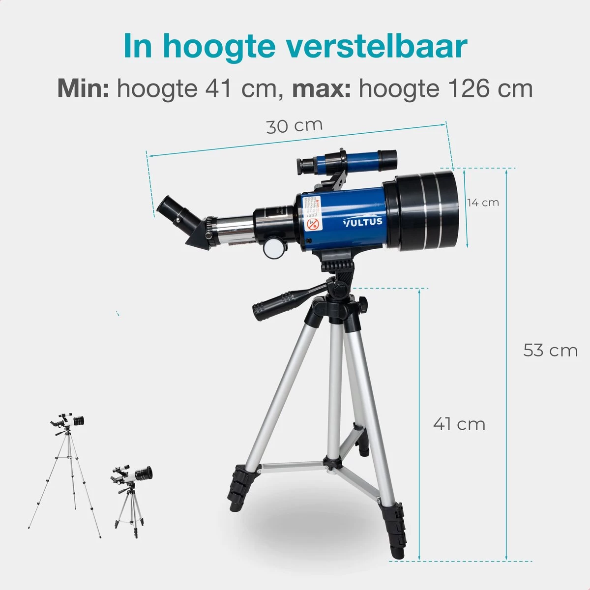 Télescope Vultus - Grossissement 150x - Stargazer Pour Enfants/ Débutants Et Adultes - Comprend Trépied Et Sac De Transport - Vultus 30070 - Blauw 8 Télescope Vultus - Grossissement 150x - Stargazer Pour Enfants/ Débutants Et Adultes - Comprend Trépied Et Sac De Transport - Vultus 30070 - Blauw – Image 6
