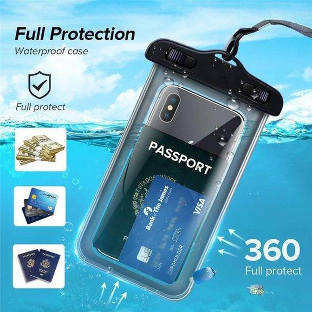 Étui De Téléphone Résistant à L'eau - Housse De Natation étanche Pour Téléphone - Housse Pour Mobile - Sac étanche à L'eau - Étui - Pochette - Universelle - Convient à Tous Les Smartphones 3 Étui De Téléphone Résistant à L'eau - Housse De Natation étanche Pour Téléphone - Housse Pour Mobile - Sac étanche à L'eau - Étui - Pochette - Universelle - Convient à Tous Les Smartphones