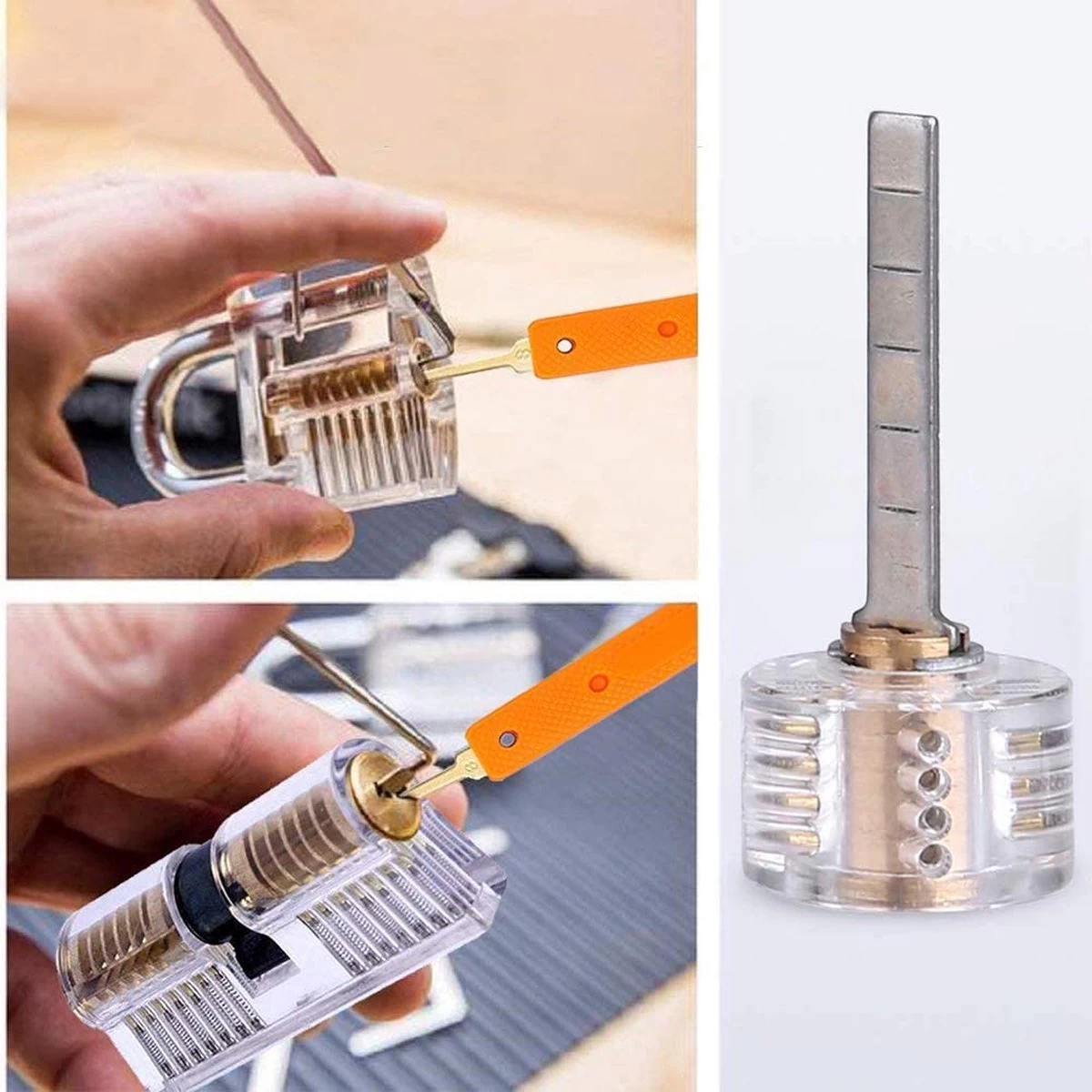 Ensemble De Crochetage - Ensemble Complet - Y Compris 3 Serrures Transparentes Et étui De Rangement - 30 Pièces - Blauw 6 Ensemble De Crochetage - Ensemble Complet - Y Compris 3 Serrures Transparentes Et étui De Rangement - 30 Pièces - Blauw – Image 4