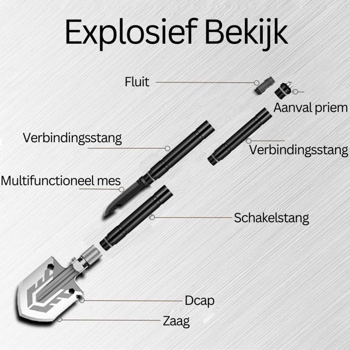 Pelle De Survie - Set Complet De Pelle Multifonctionnelle - Équipement De Haute Qualité - Avec Pochette De Rangement - Avec Scie à Corde - Avec Hauban 5 Pelle De Survie - Set Complet De Pelle Multifonctionnelle - Équipement De Haute Qualité - Avec Pochette De Rangement - Avec Scie à Corde - Avec Hauban – Image 3