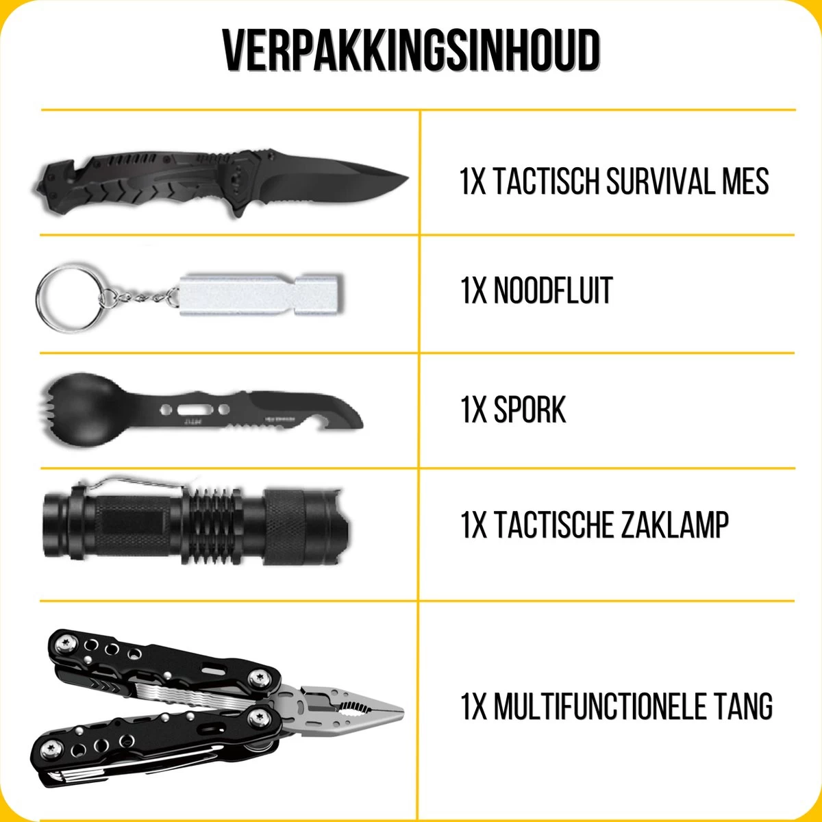 Kit De Survie - Kit D'urgence - Ensemble Plein Air - Équipement Tactique - Couteau De Survie - Bracelet - Boussole - 19 Pièces - Zwart 9 Kit De Survie - Kit D'urgence - Ensemble Plein Air - Équipement Tactique - Couteau De Survie - Bracelet - Boussole - 19 Pièces - Zwart – Image 7