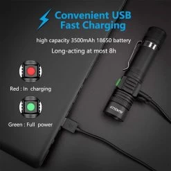 Aukelly Lampe De Poche LED Lampe De Poche Puissante Lampe De Poche Rechargeable Lampe De Poche Puissante 1000 Lumens, 4 Modes, Zoomable, Lampe De Poche LED Rechargeable Par USB, Batterie 18650 Intégrée [Classe énergétique A+++] -Magasin D'Équipement De Plein Air 1200x1200 755