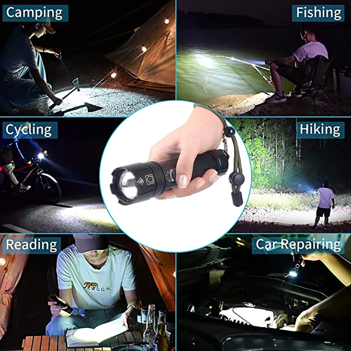 Lampe De Poche LED Rechargeable Zacro - 90 000 Lumens élevés - 5 Modes - Lampe De Poche Militaire PRO - Zoomable - Pour Les Urgences, Le Camping, Les Sports De Plein Air 9 Lampe De Poche LED Rechargeable Zacro - 90 000 Lumens élevés - 5 Modes - Lampe De Poche Militaire PRO - Zoomable - Pour Les Urgences, Le Camping, Les Sports De Plein Air – Image 7