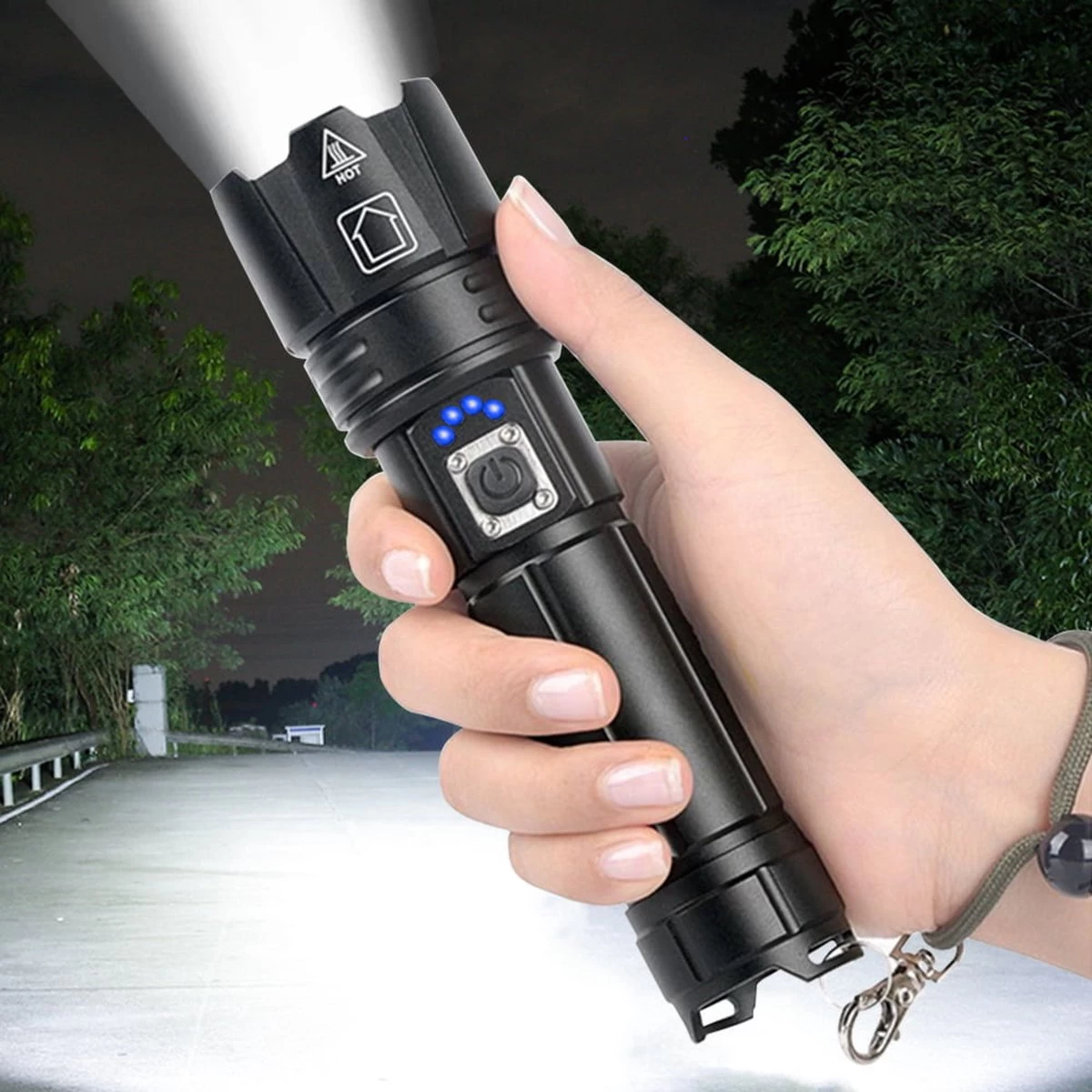 Lampe De Poche LED Rechargeable Zacro - 90 000 Lumens élevés - 5 Modes - Lampe De Poche Militaire PRO - Zoomable - Pour Les Urgences, Le Camping, Les Sports De Plein Air 11 Lampe De Poche LED Rechargeable Zacro - 90 000 Lumens élevés - 5 Modes - Lampe De Poche Militaire PRO - Zoomable - Pour Les Urgences, Le Camping, Les Sports De Plein Air – Image 9