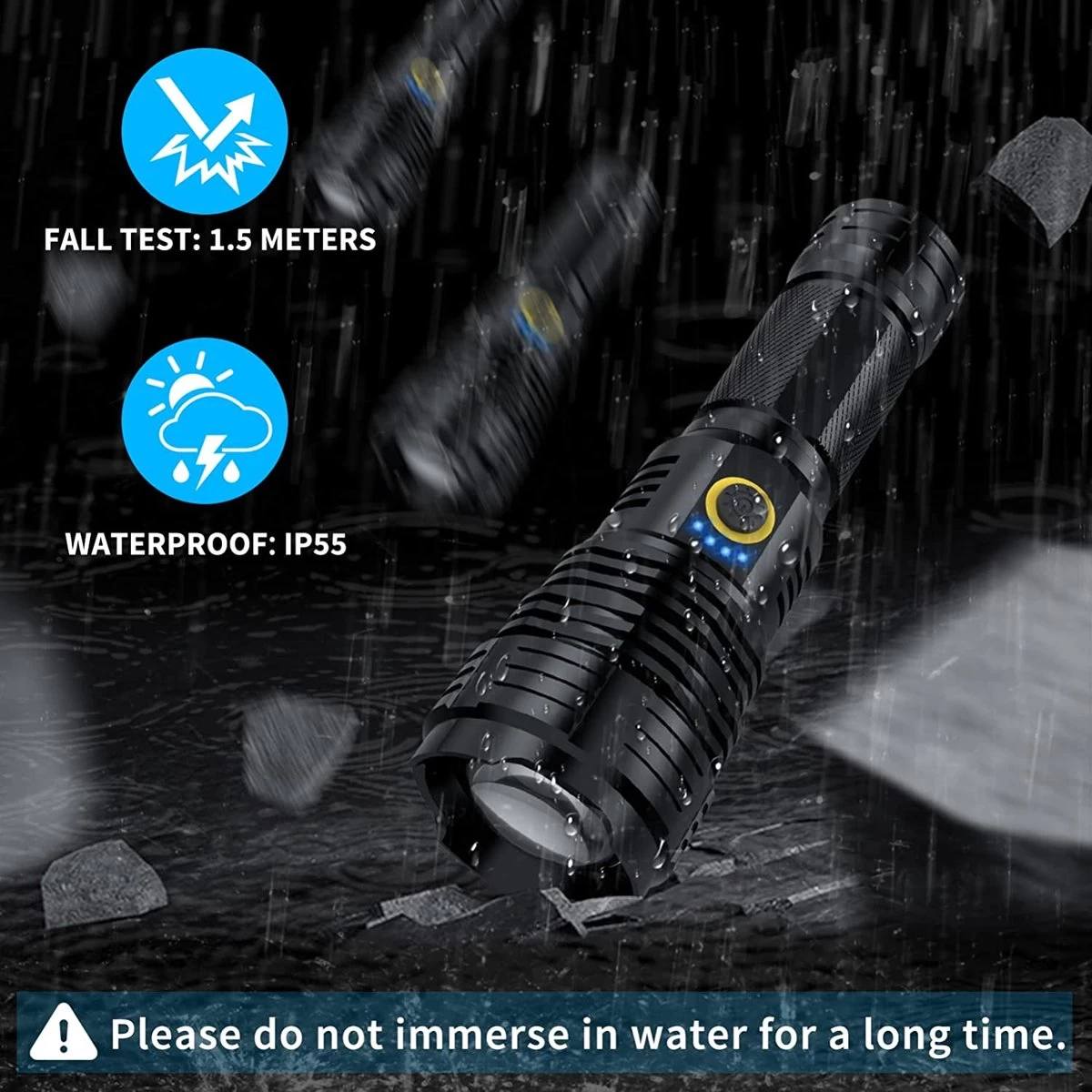 Lampe De Poche LED Rechargeable - Lampe De Poche Militaire - 3000 Lumen - Avec Câble De Batterie Rechargeable - Rechargeable Par USB - étanche - Pour Le Camping, La Pêche, Les Urgences 8 Lampe De Poche LED Rechargeable - Lampe De Poche Militaire - 3000 Lumen - Avec Câble De Batterie Rechargeable - Rechargeable Par USB - étanche - Pour Le Camping, La Pêche, Les Urgences – Image 6