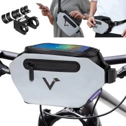 3in1 Fahrradtasche Lenker | Vollreflektierend & Wasserfest - Geeignet Als Lenkertasche, Bauchtasche & Seitentasche | Avec Adaptateur | Recycler Les Plastiques