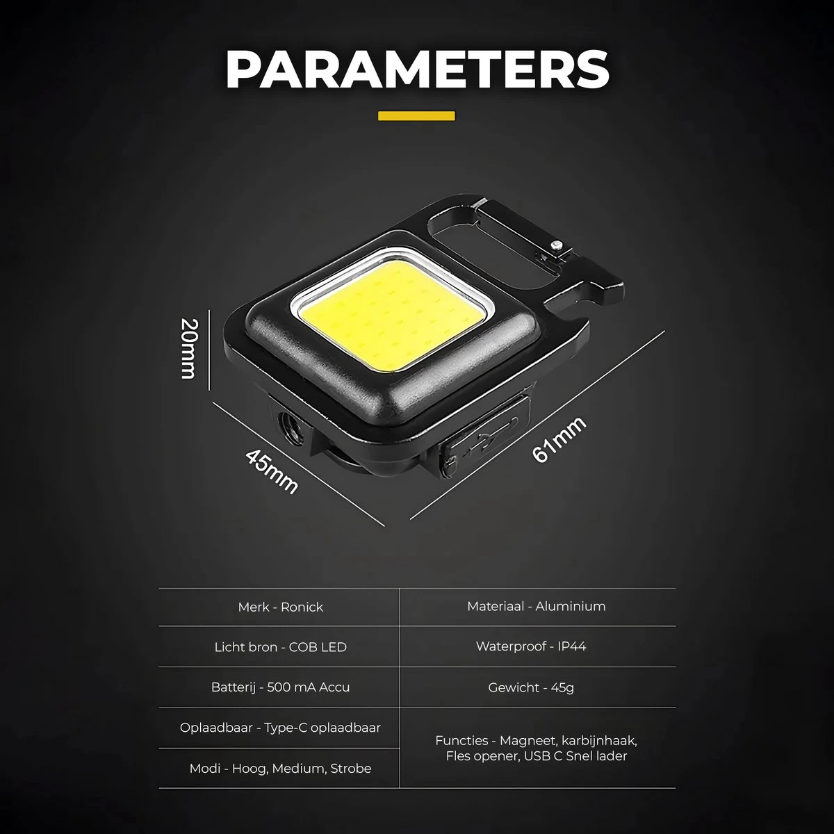 Lampe De Poche LED Multifonction Tout-en-un - Batterie 500 MA - Décapsuleur - Porte-clés - Mini Lampe De Poche 800 Lumens 8 Lampe De Poche LED Multifonction Tout-en-un - Batterie 500 MA - Décapsuleur - Porte-clés - Mini Lampe De Poche 800 Lumens – Image 6