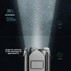 Lampe De Poche Militaire - Lampe De Poche LED - Zoomable - Rechargeable Par USB - Résistant Aux éclaboussures - Support De Vélo Inclus - 13x3cm -Magasin D'Équipement De Plein Air 1200x1200 863