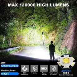 Lampe De Poche Rechargeable Zacro - 120 000 Lumens élevés - XHP70.2 Super Bright - Zoomable - 5 Modes - Lampe De Poche étanche Pour Urgence, Marche, Camping -Magasin D'Équipement De Plein Air 1200x1200 879