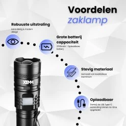 Lampe De Poche LED Militaire XEMM® PRO - Lampe De Poche Tactique - Lampe De Poche Plein Air - Batterie Rechargeable 3700mAh - Portée 500m - Fonction Power Bank - Rechargeable USB-C -Magasin D'Équipement De Plein Air 1200x1200 889