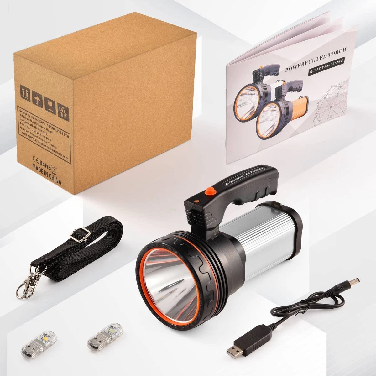 ALFLASH Lampe De Poche Rechargeable Lanterne Haute Puissance 8000 Lumens 6000 MAh LED Super Lumineux Imperméable Extérieur Projecteur De Poche Lampe De Poche Projecteur Portable (Argent) 5 ALFLASH Lampe De Poche Rechargeable Lanterne Haute Puissance 8000 Lumens 6000 MAh LED Super Lumineux Imperméable Extérieur Projecteur De Poche Lampe De Poche Projecteur Portable (Argent) – Image 3