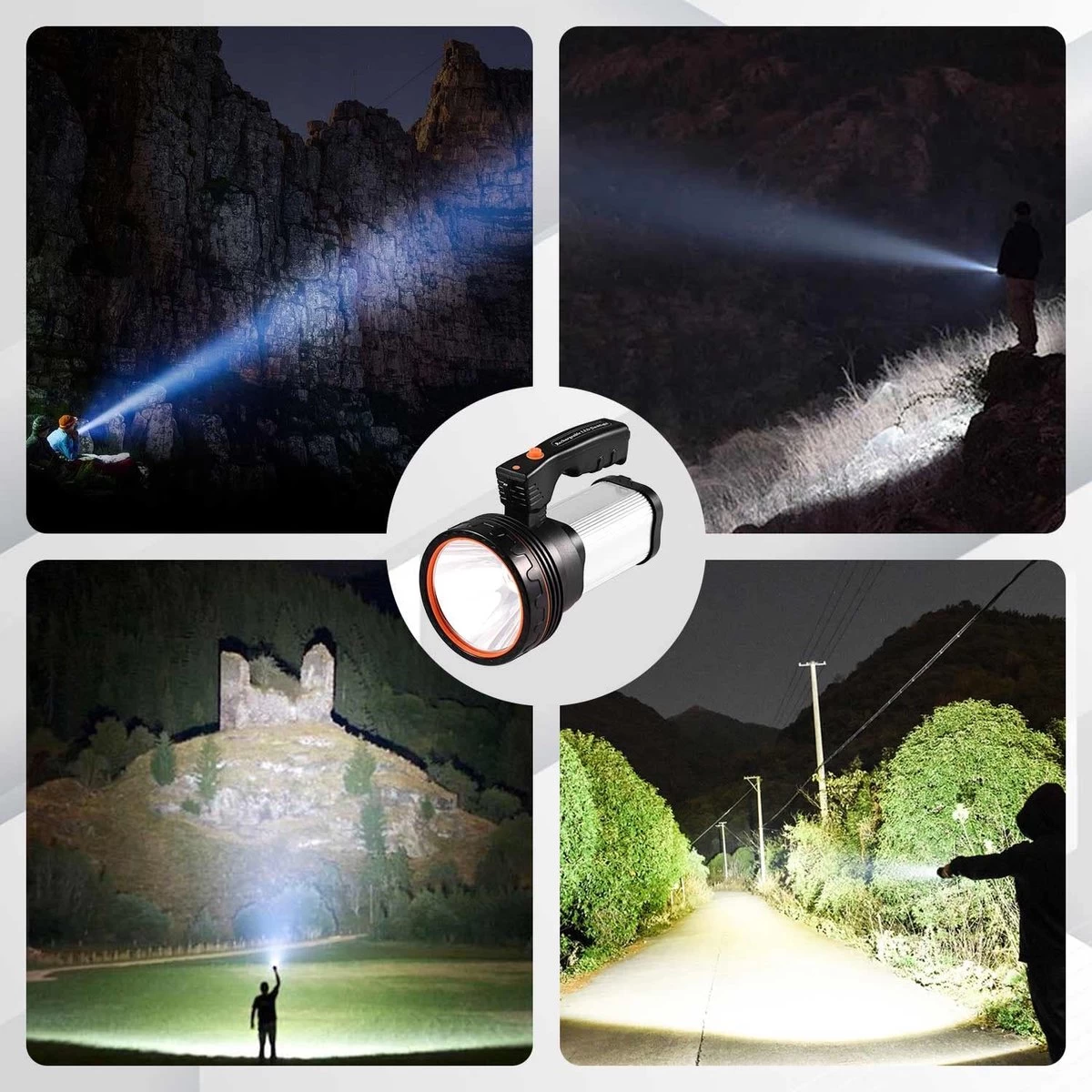 ALFLASH Lampe De Poche Rechargeable Lanterne Haute Puissance 8000 Lumens 6000 MAh LED Super Lumineux Imperméable Extérieur Projecteur De Poche Lampe De Poche Projecteur Portable (Argent) 7 ALFLASH Lampe De Poche Rechargeable Lanterne Haute Puissance 8000 Lumens 6000 MAh LED Super Lumineux Imperméable Extérieur Projecteur De Poche Lampe De Poche Projecteur Portable (Argent) – Image 5