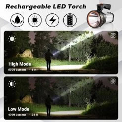 ALFLASH Lampe De Poche Rechargeable Lanterne Haute Puissance 8000 Lumens 6000 MAh LED Super Lumineux Imperméable Extérieur Projecteur De Poche Lampe De Poche Projecteur Portable (Argent) 17 ALFLASH Lampe De Poche Rechargeable Lanterne Haute Puissance 8000 Lumens 6000 MAh LED Super Lumineux Imperméable Extérieur Projecteur De Poche Lampe De Poche Projecteur Portable (Argent) -Magasin D'Équipement De Plein Air 1200x1200 925