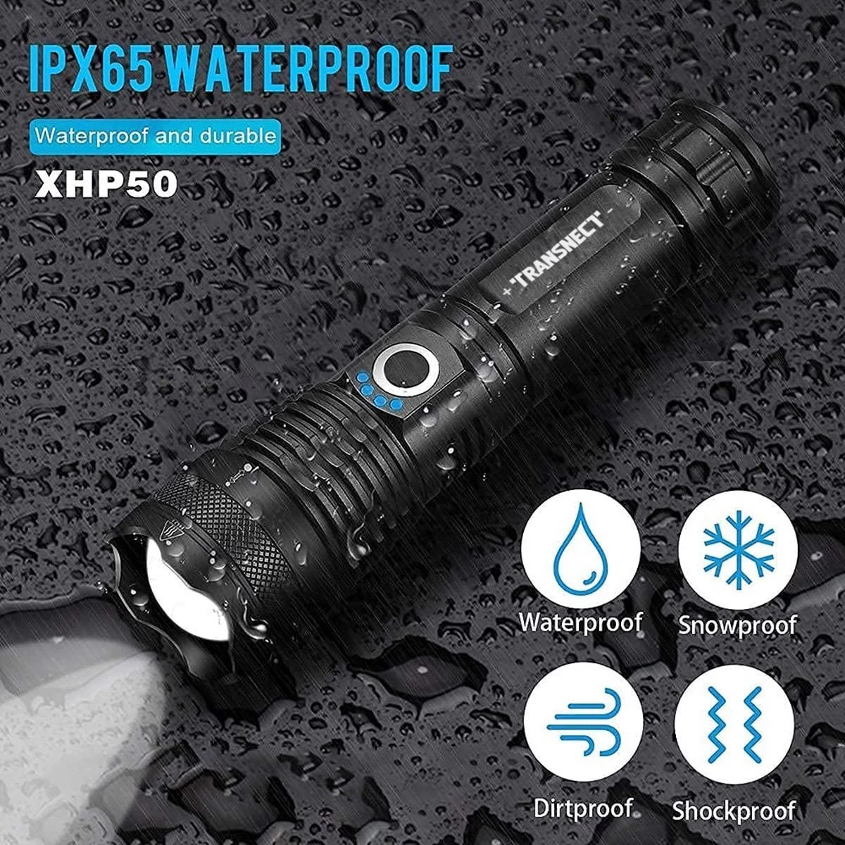 Lampe De Poche TRANSNECT LED Rechargeable - 2800 Lumens - Avec 26650 Et Câble De Batterie - Rechargeable Par USB - étanche - Pour Le Camping, La Pêche, Les Urgences 7 Lampe De Poche TRANSNECT LED Rechargeable - 2800 Lumens - Avec 26650 Et Câble De Batterie - Rechargeable Par USB - étanche - Pour Le Camping, La Pêche, Les Urgences – Image 5