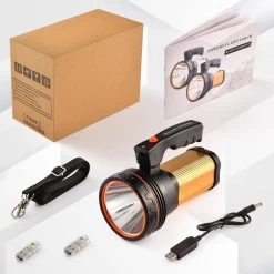 ALFLASH Lampe De Poche Rechargeable Lanterne Puissante 8000 Lumens 6000 MAh LED Super Lumineux Imperméable Plein Air Projecteur De Spotlight Lampe De Poche Portable Projecteur (Or) -Magasin D'Équipement De Plein Air 1200x1200 944