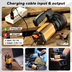 ALFLASH Lampe De Poche Rechargeable Lanterne Puissante 8000 Lumens 6000 MAh LED Super Lumineux Imperméable Plein Air Projecteur De Spotlight Lampe De Poche Portable Projecteur (Or) -Magasin D'Équipement De Plein Air 1200x1200 945