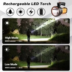 ALFLASH Lampe De Poche Rechargeable Lanterne Puissante 8000 Lumens 6000 MAh LED Super Lumineux Imperméable Plein Air Projecteur De Spotlight Lampe De Poche Portable Projecteur (Or) -Magasin D'Équipement De Plein Air 1200x1200 949