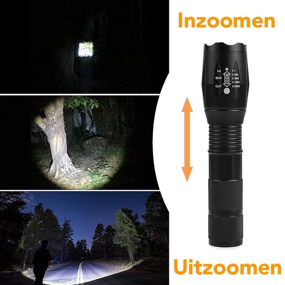 Lampe De Poche Militaire XIB 2000 Lumens | 5 Modes D'éclairage Et Fonction De Zoom | Étanche | Comprend Batterie Et Chargeur 6 Lampe De Poche Militaire XIB 2000 Lumens | 5 Modes D'éclairage Et Fonction De Zoom | Étanche | Comprend Batterie Et Chargeur – Image 4