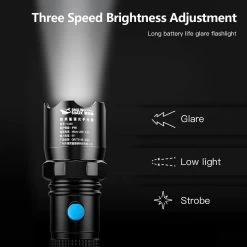 Lampe De Poche LED Zacro - Lampe De Poche Militaire - 90 000 Lumens - Rechargeable - Étanche - 3 Modes - Pour La Maison, Le Camping, Les Urgences -Magasin D'Équipement De Plein Air 1200x1200 979