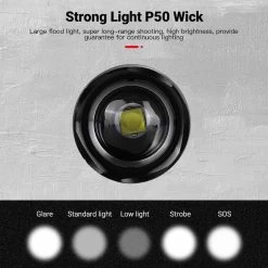 Lampe De Poche LED Militaire Zacro - 90000 Lumens - Rechargeable - Lampe De Poche Zoomable Avec Batterie - 5 Modes - Étanche IPX65 - Pour La Maison, Le Camping, Les Urgences -Magasin D'Équipement De Plein Air 1200x1200 989