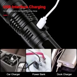 Lampe De Poche LED Militaire Zacro - 90000 Lumens - Rechargeable - Lampe De Poche Zoomable Avec Batterie - 5 Modes - Étanche IPX65 - Pour La Maison, Le Camping, Les Urgences -Magasin D'Équipement De Plein Air 1200x1200 993