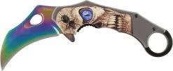 Xtreme X-Treme Karambit En Acier Inoxydable `` Couteau Papillon '' Couteau De Poche Stiletto Arc-en-ciel Couleurs Arc-en-ciel Couteau Papillon Arc-en-ciel