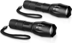 TECHNOSMART Lot De 2 Lampes De Poche LED, Lampe Torche Militaire Avec 5 Modes D'Eclairage, Lampes Torche à LED Avec Zoom Lumineux, Lampe De Poche à Piles -Magasin D'Équipement De Plein Air 1200x717